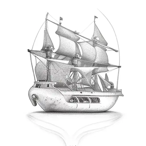 ship in a bottle tattoo design idea