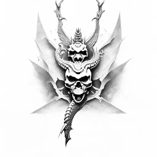 skull dragon tattoo design idea