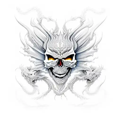 skull dragon tattoo design idea