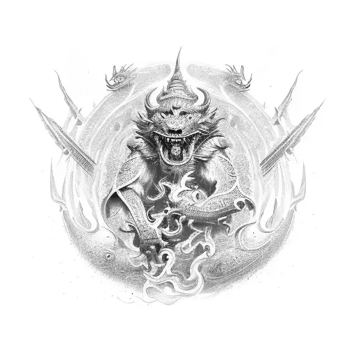 dragon with monkey king tattoo design idea