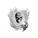 skull dragon tattoo design idea