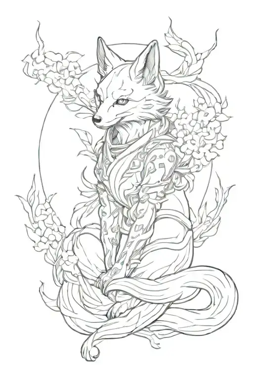 kitsune full body tattoo design idea