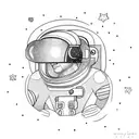 astronaut snowboarding tattoo design idea