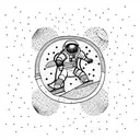 astronaut snowboarding tattoo design idea