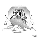 astronaut snowboarding tattoo design idea