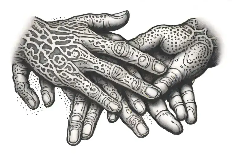 creation of adam hands tattoo design idea