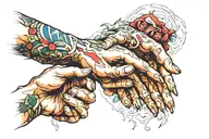 creation of Adam hands touching tattoo design idea