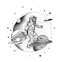 astronaut with planets tattoo design idea
