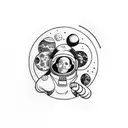 astronaut with planets tattoo design idea