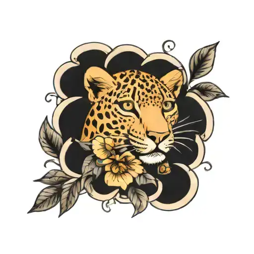 leopard flowers   tattoo design idea