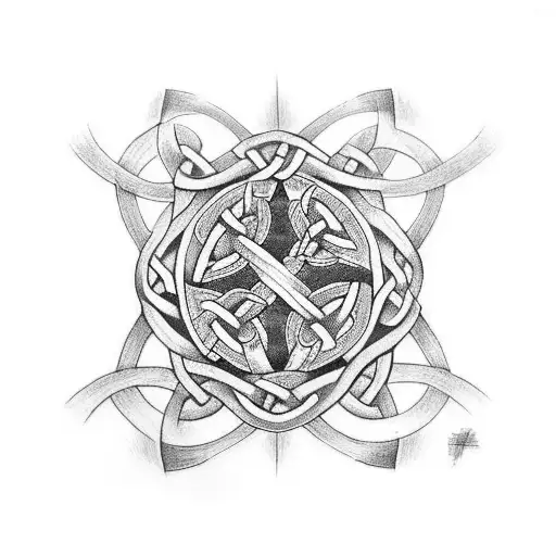 half sleeve tattoo for female Celtic knot work, mountains & Wonder Woman tattoo design idea