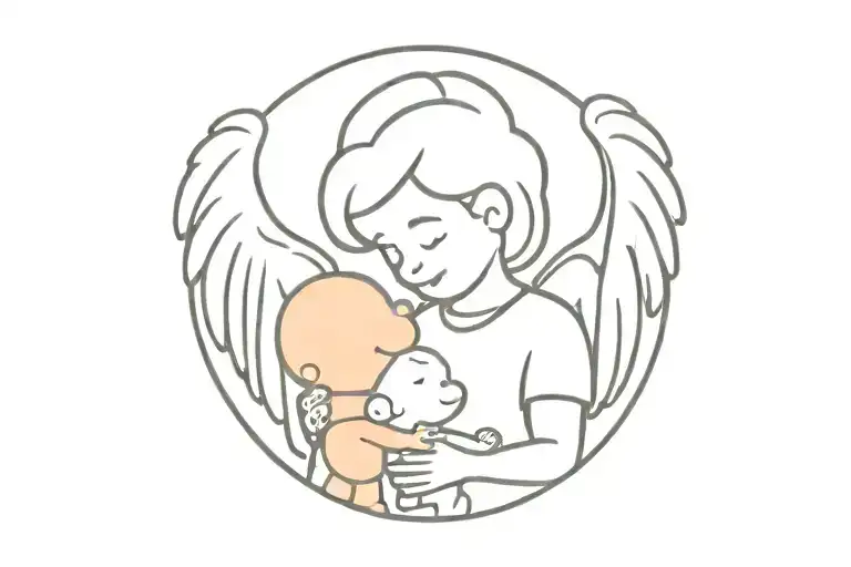 memorial tattoo for grandma, angel, charlie brown tattoo design idea