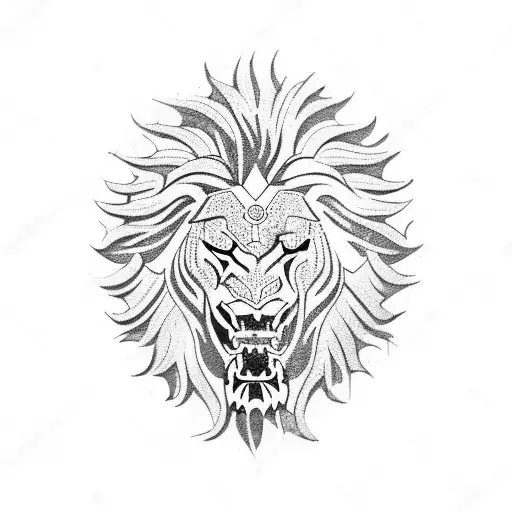 rampant lion red claws tattoo design idea