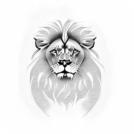 lion rawing as a tattoo wearing a dog collar from Scooby do with the logo. Make the lion black and white but the collar  tattoo design idea