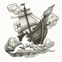 Viking ship in storm  tattoo design idea