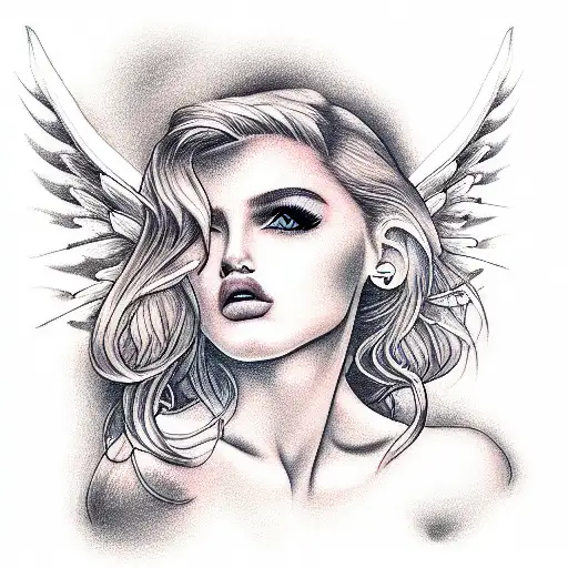 angel girl beautiful blonde cute teen body lingerie  good quality  tattoo design idea