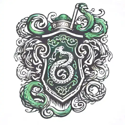 Slytherin house crest with dark mark through it  tattoo design idea