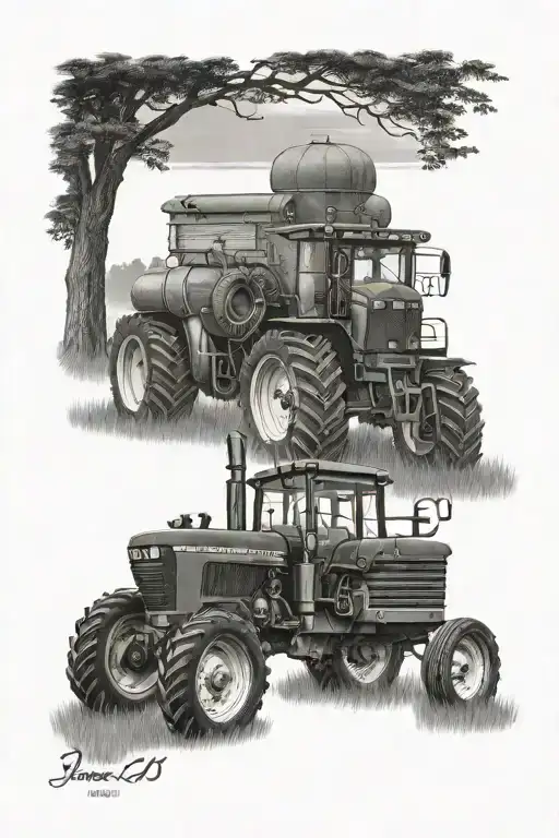john deere 4430 farm scene tattoo design idea