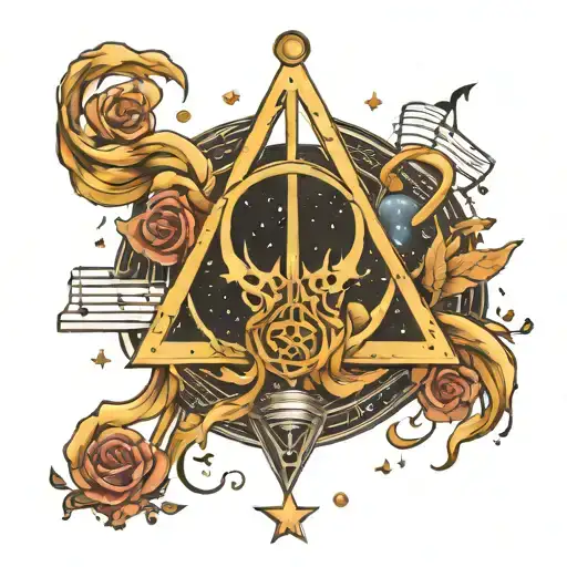 deathly hallows and music notes and galactic republic and music notes foresrm  tattoo design idea
