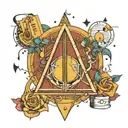 deathly hallows and music notes and galactic republic and music notes foresrm  tattoo design idea