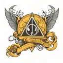 deathly hallows and music notes and galactic republic and music notes foresrm  tattoo design idea