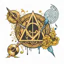 deathly hallows and music notes and galactic republic and music notes foresrm  tattoo design idea