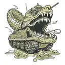 a crocodile airsprayed on the side of an army tank tattoo design idea
