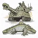 a crocodile airsprayed on the side of an army tank tattoo design idea