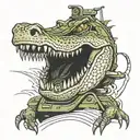 a crocodile airsprayed on the side of an army tank tattoo design idea