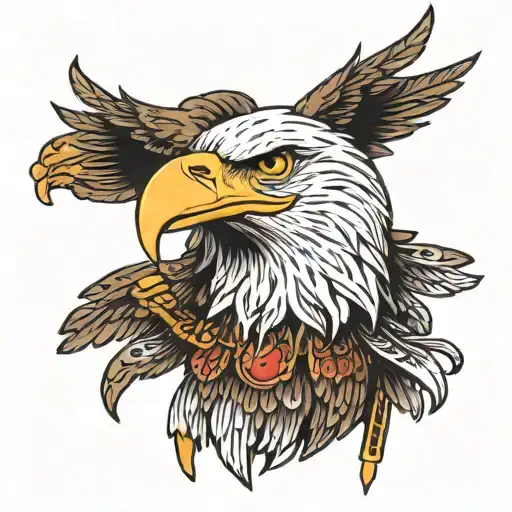 bald eagle and Marlboro reds cigarette tattoo design idea
