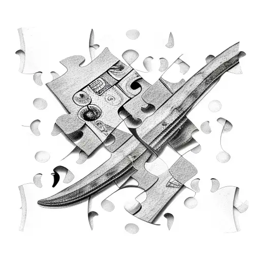 jigsaw puzzle band around the forearm tattoo design idea