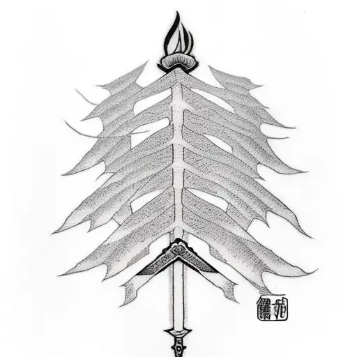 sword fern tattoo design idea