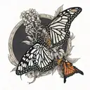 monarch butterfly, cardinal, 3 T's uncrossed tattoo design idea