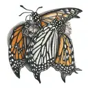 monarch butterfly, cardinal, 3 T's uncrossed tattoo design idea