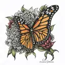 monarch butterfly, cardinal, 3 T's uncrossed tattoo design idea