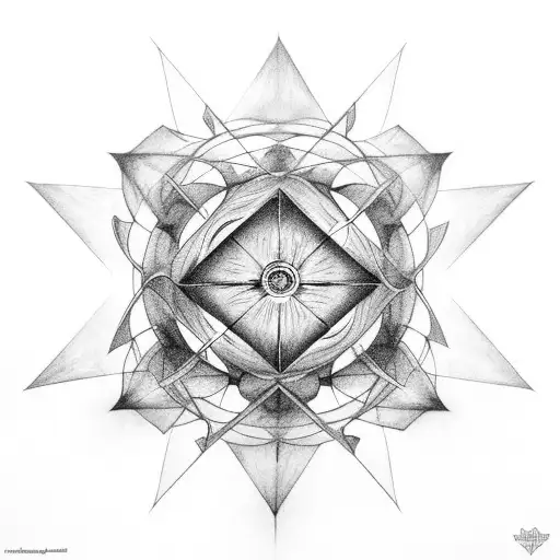 metatron's cube with an open eye in the center tattoo design idea