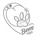 Heart with Paw Print, name Ben, memory, death tattoo design idea