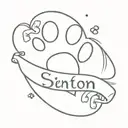 Heart with Paw Print, name Ben, memory, death tattoo design idea