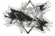 Star of David inside of bands around upper arm. Include 吉良 in bands. Include עם ישראל חי in star. tattoo design idea