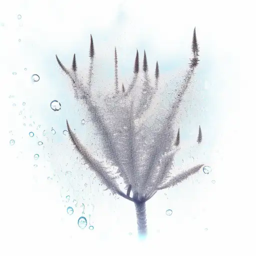 tall plant with water splash in background negative tattoo design idea