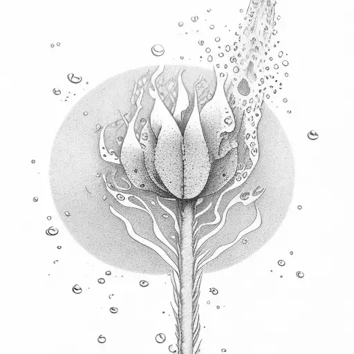 tall plant with water splash in background negative tattoo design idea