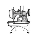 a sewing machine with fashion school elements around  tattoo design idea
