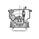 a sewing machine with fashion school elements around  tattoo design idea