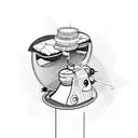 a sewing machine with fashion school elements around  tattoo design idea