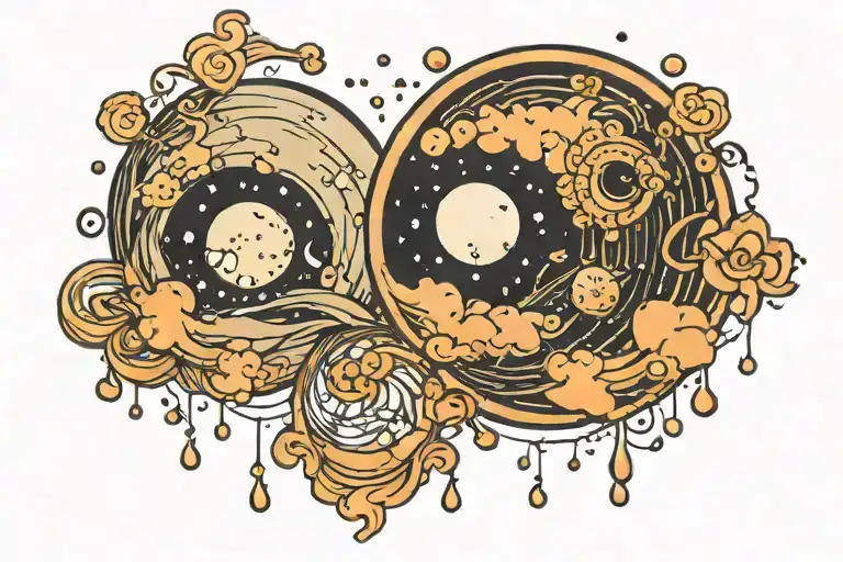 Moon and rain drops tattoo design idea