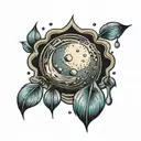 moon and rain drops tattoo design idea