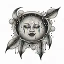 moon and rain drops tattoo design idea