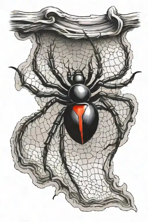 Black widow spider hanging form tattoo design idea