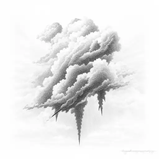 clouds and lightning tattoo design idea