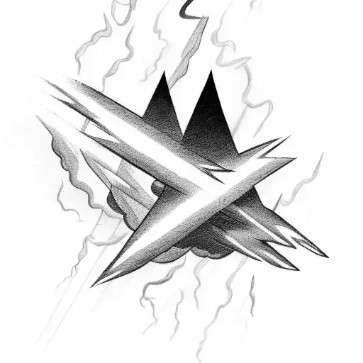 clouds with three lightning bolts tattoo design idea